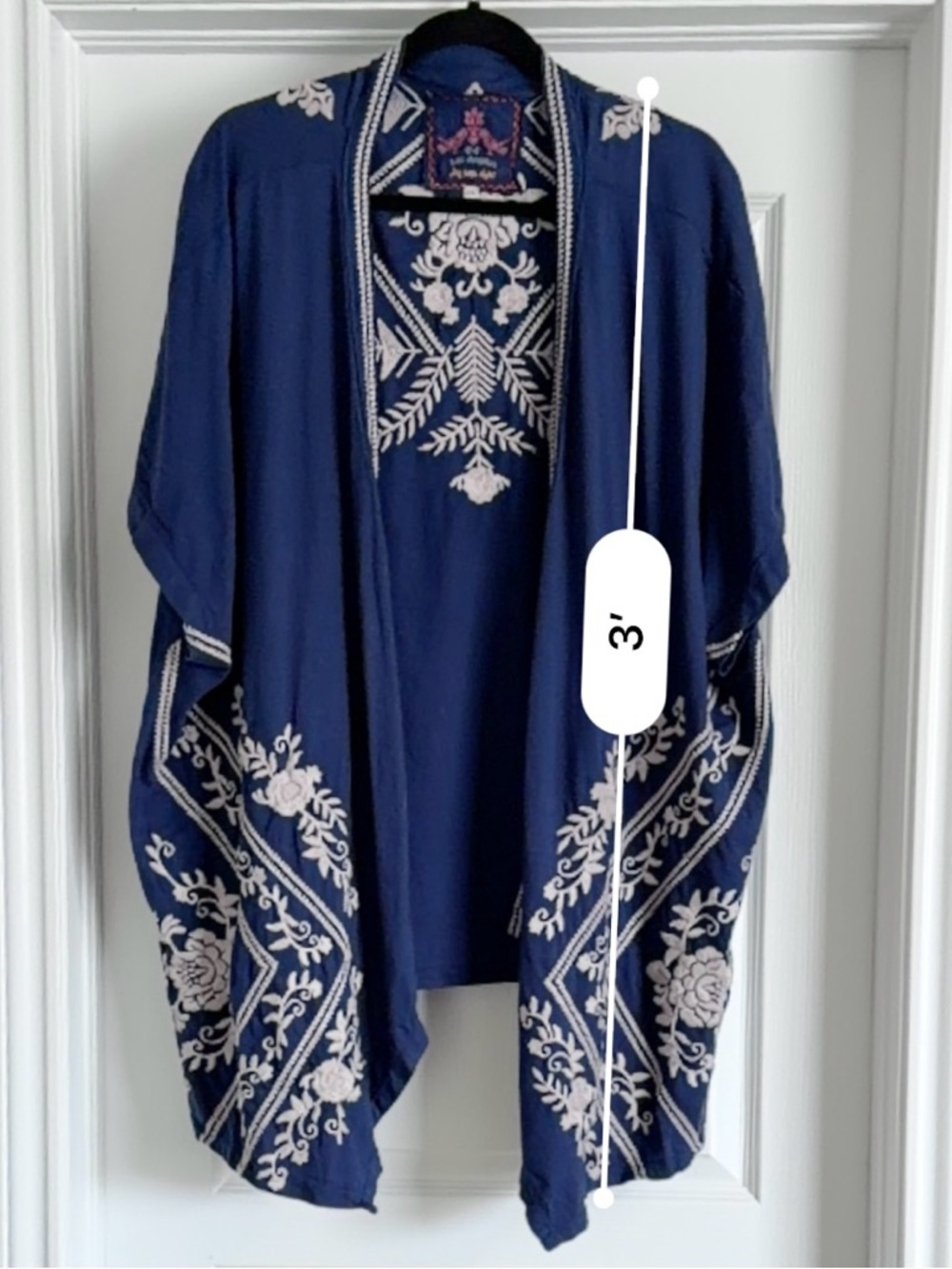 Johnny Was LA Embroidered Kimono Cotton Drape Front Cardigan Size 2X - Picture 4 of 10
